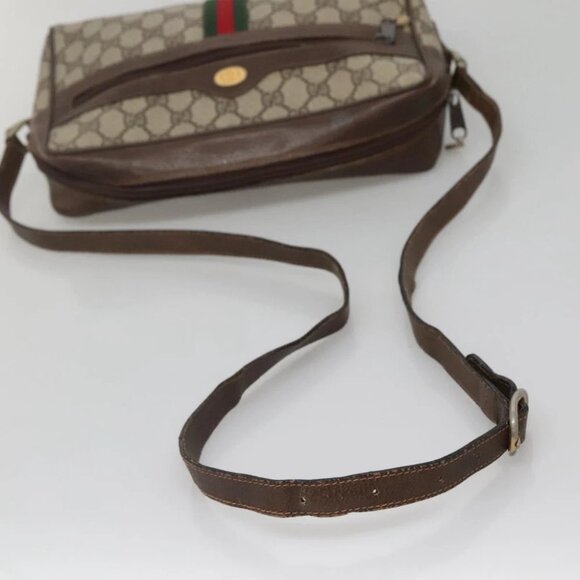 GUCCI GG Supreme Web Sherry Line Shoulder Bag PVC Beige Gold Red Auth gh559 - Picture 8 of 14